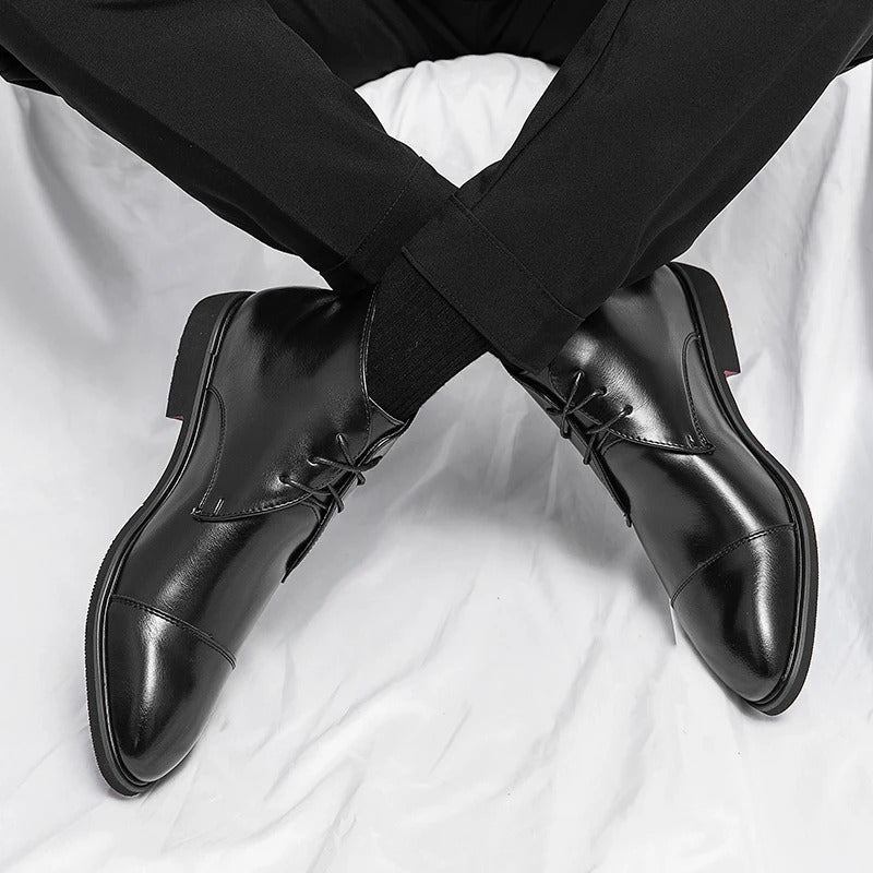 Marlowe — Men’s Polished Cap-Toe Dress Boots with Cushioned Comfort
