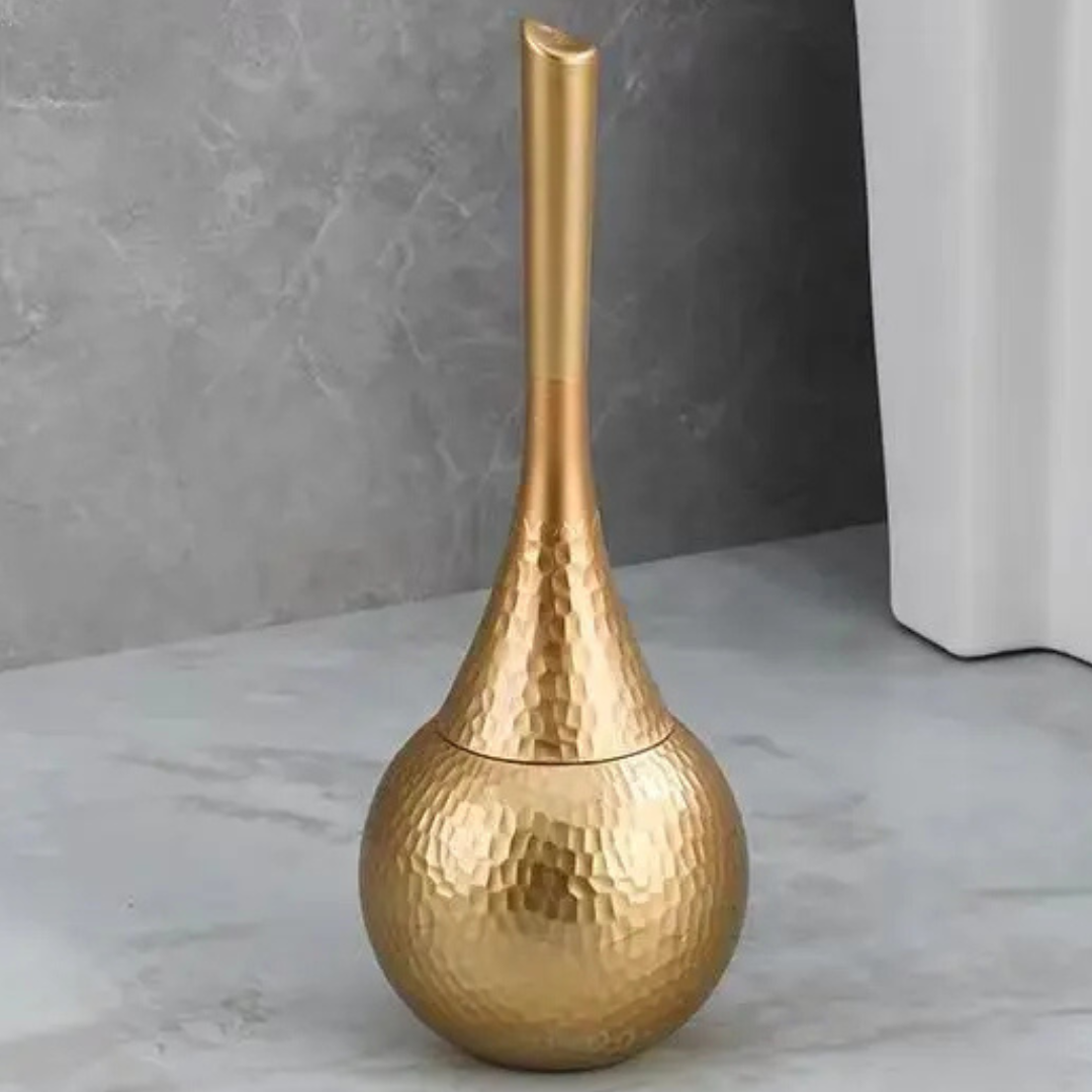 Norla — Hammered Finish Toilet Brush Set with Concealed Lid