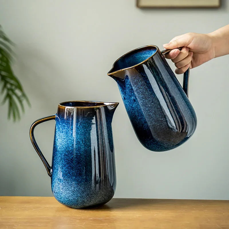 Calderin — Blue Ceramic Pitcher with Kiln-Fired Durable Glaze