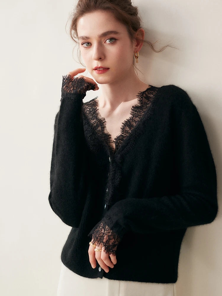 Sorrelis — Women's Cashmere Lace Cardigan for Layering