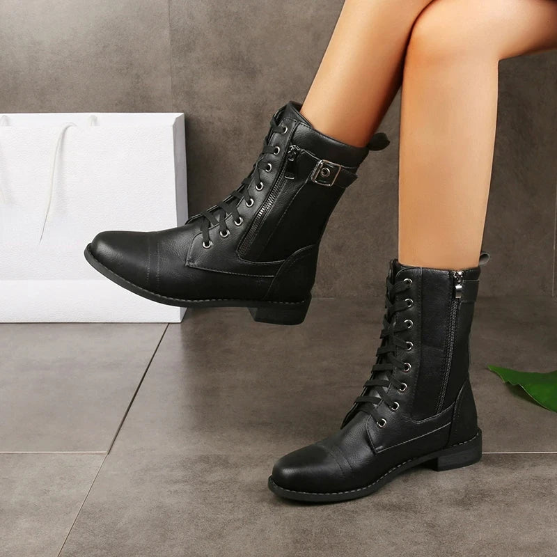 Renley — Durable Leather Lace-Up Boots with All-Terrain Sole