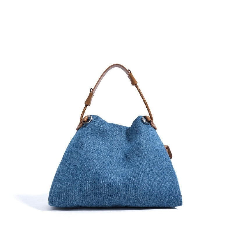 Arlenis — Women’s Genuine Leather and Denim Patchwork Hobo Bag