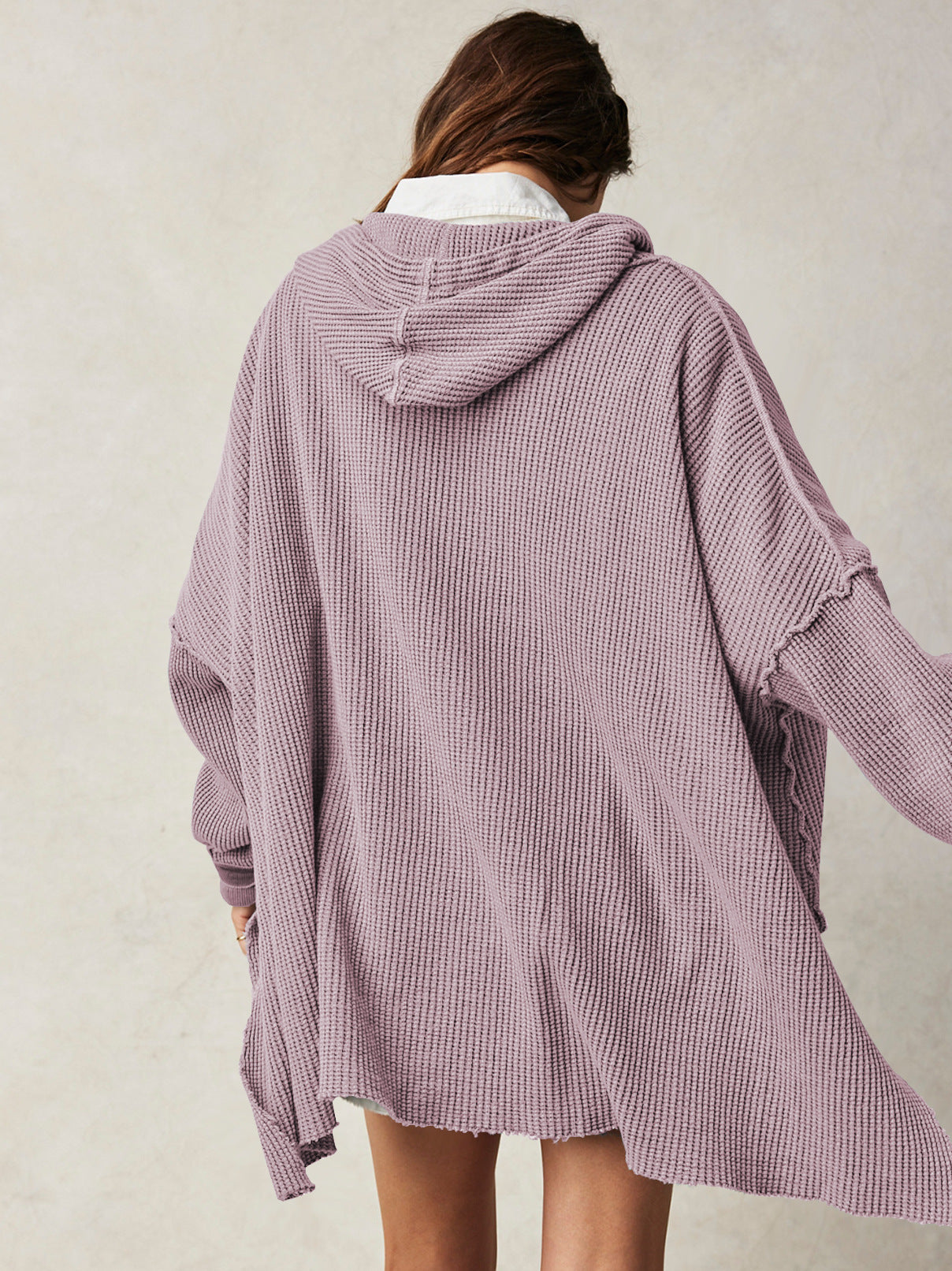 Soarion Waffle Hoodie — Oversized Soft Knit Pullover with Adjustable Hood