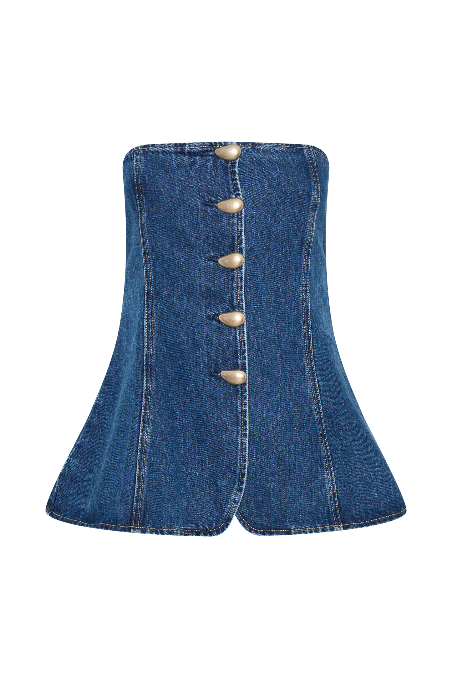 Veltrix Strapless Long Line Button Top - Dark Blue