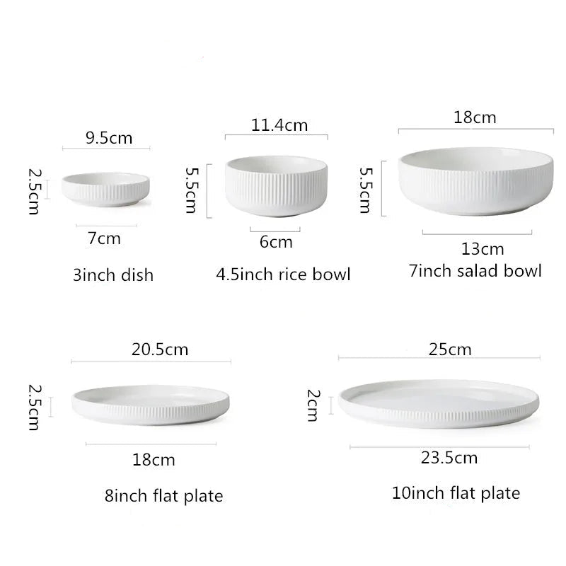 Caldara — Ribbed Ceramic Dinnerware Set with Matte Finish