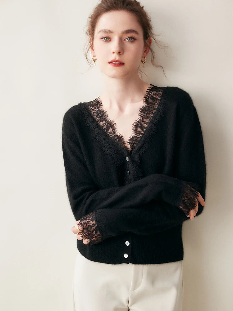 Sorrelis — Women's Cashmere Lace Cardigan for Layering