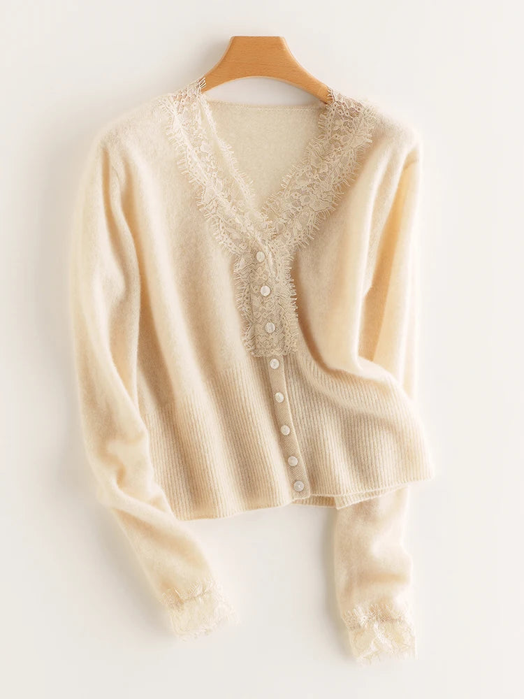Sorrelis — Women's Cashmere Lace Cardigan for Layering