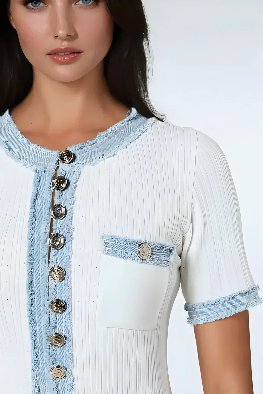 LumeLace™ Knit Denim Dress — Command Every Gaze with Effortless, Unstoppable Confidence