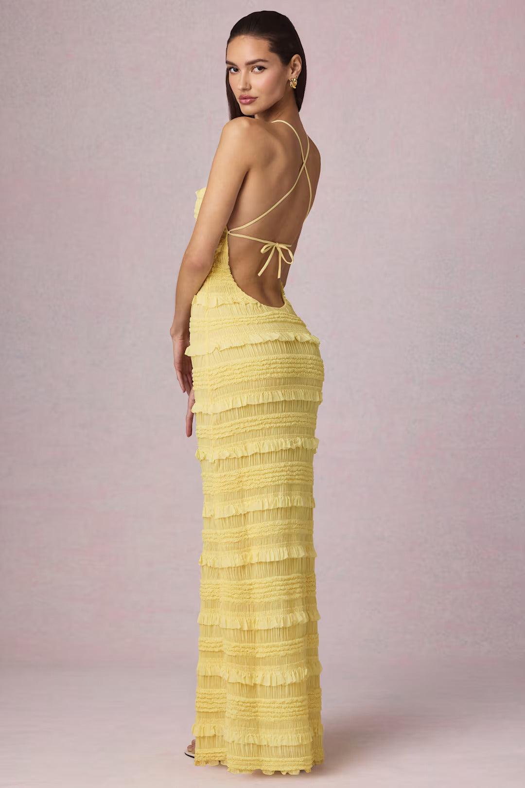 Clarellea — Halter Neck Maxi Dress with Ruffled Open Back