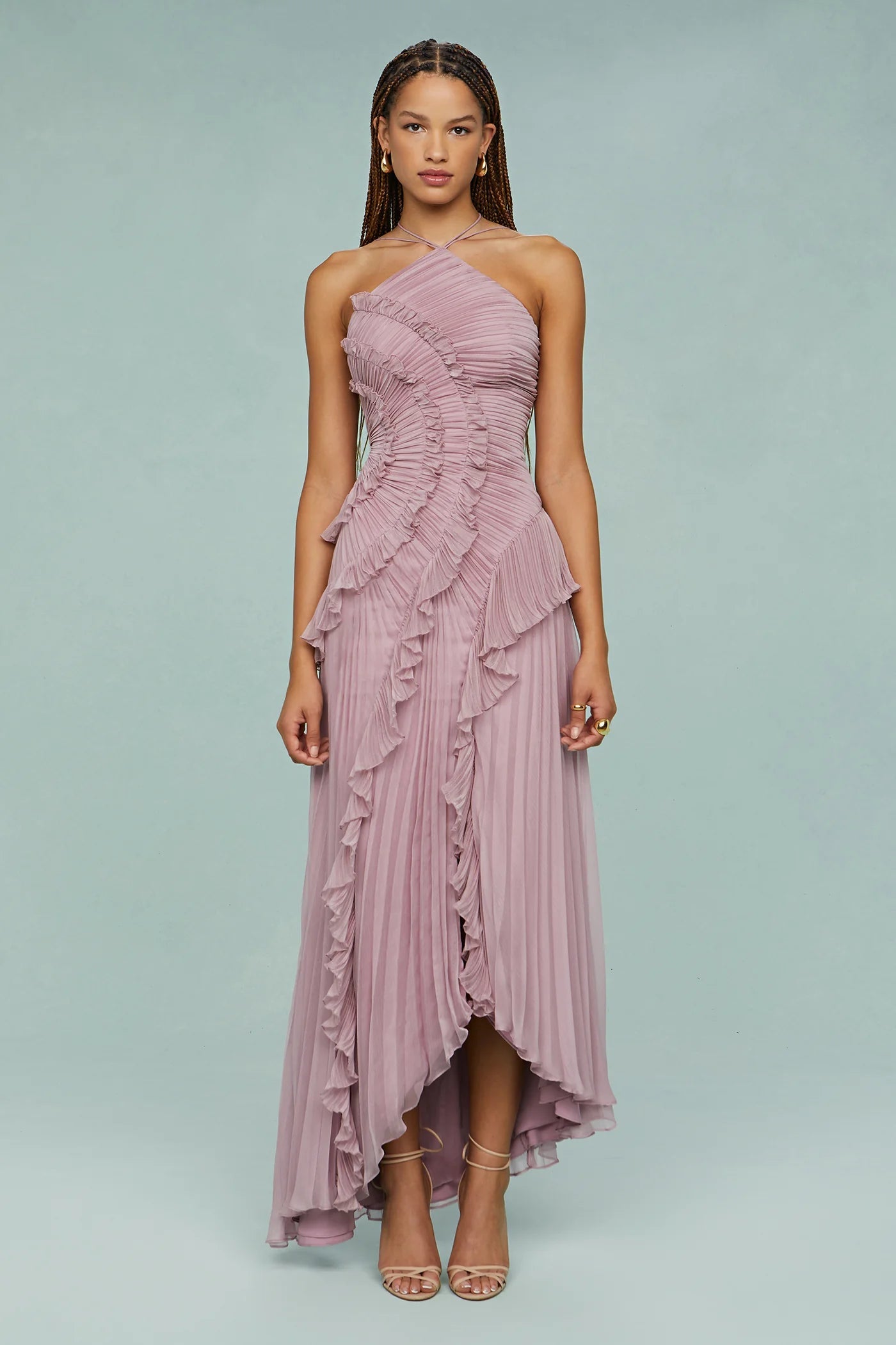 Zurvix – Sculpted pleats – One-shoulder midi dress