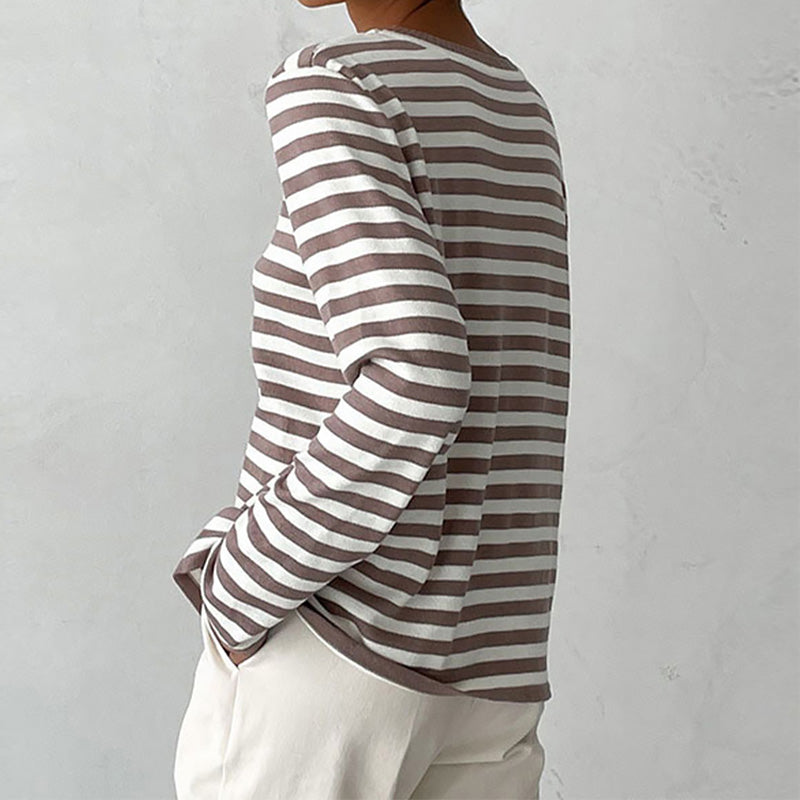 Niora — Organic Cotton Long Sleeve Shirt with Striped Design