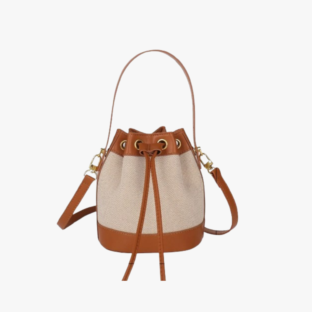Oslen Canvas Bucket Bag — Lightweight Vegan Leather Trim Tote