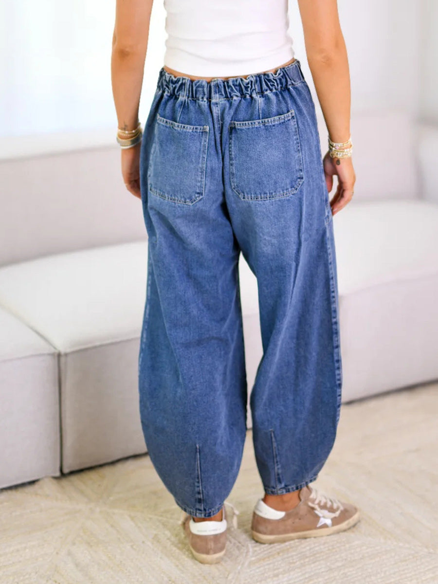 Elara — Women's Relaxed Fit Drawstring Denim Pants with High Waist