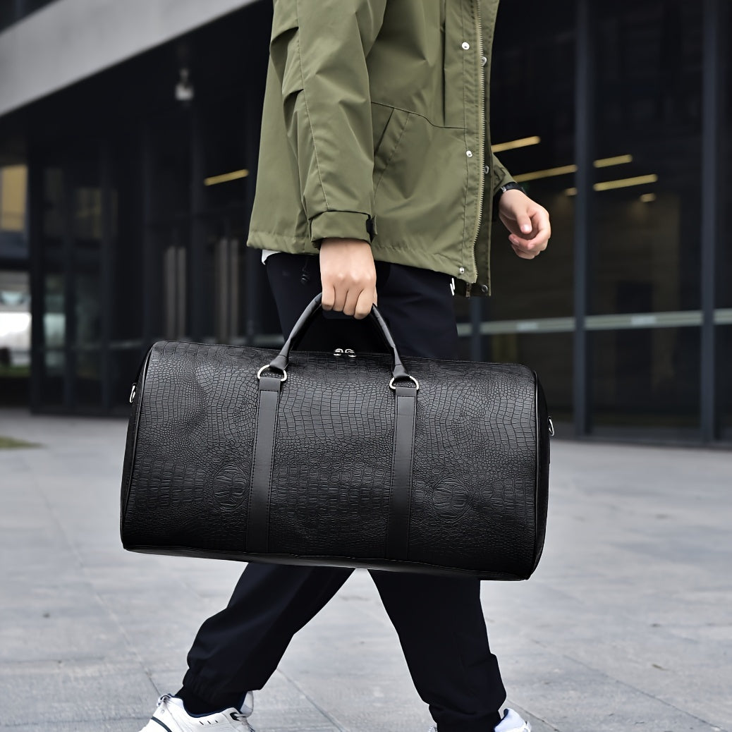 Soren Duffle — Croc-Embossed Vegan Leather Travel Bag with Durable Design