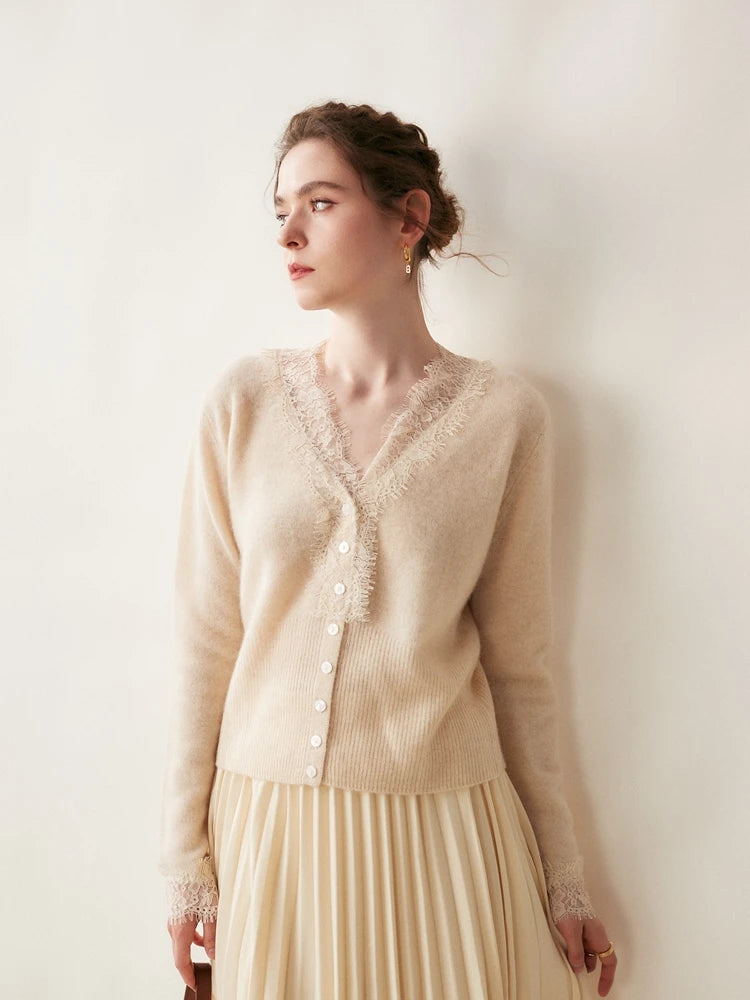 Sorrelis — Women's Cashmere Lace Cardigan for Layering