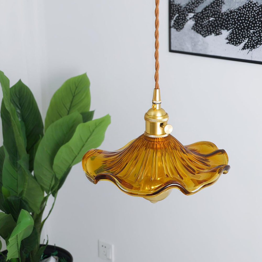 Liora — Floral Glass LED Pendant Light with Warm Glow