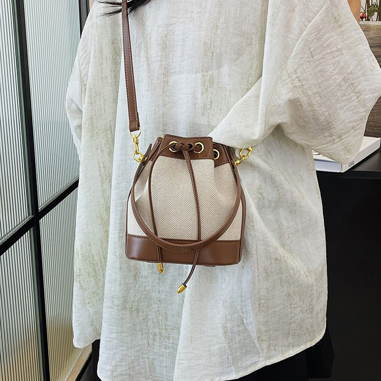 Oslen Canvas Bucket Bag — Lightweight Vegan Leather Trim Tote