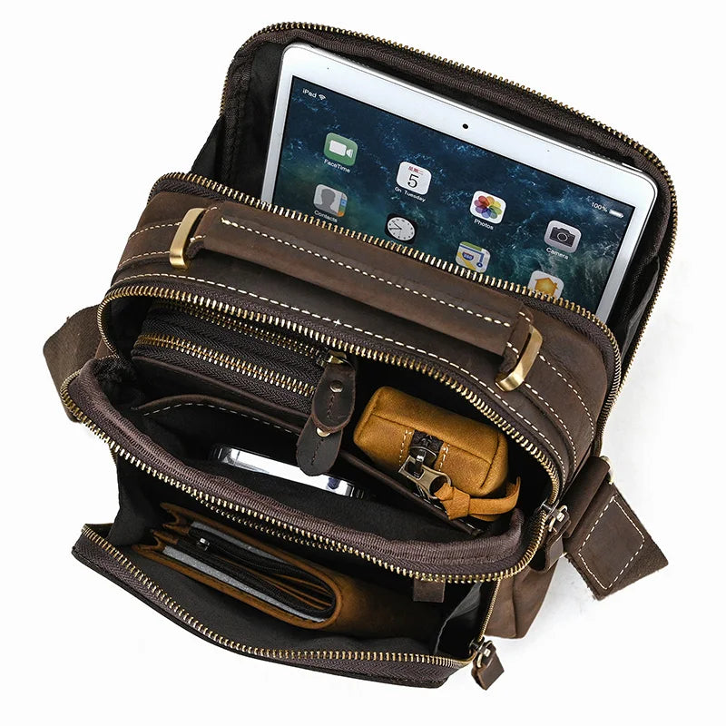 Logan Messenger — Full-Grain Leather Bag with Tablet Pocket