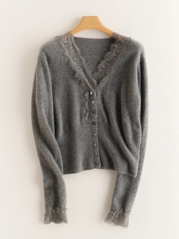 Sorrelis — Women's Cashmere Lace Cardigan for Layering