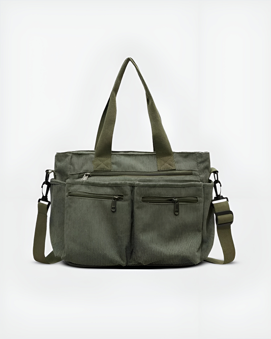 Lornell Cord Tote — Spacious Everyday Bag with Organized Storage
