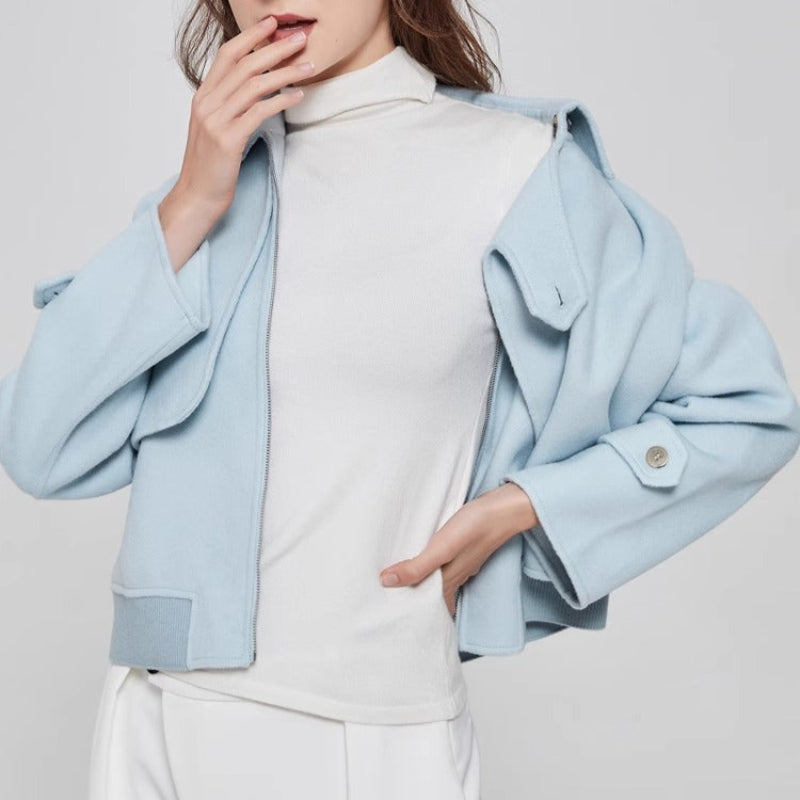 Brynna Wool Jacket — Cropped Wool Coat with Modern Structured Fit