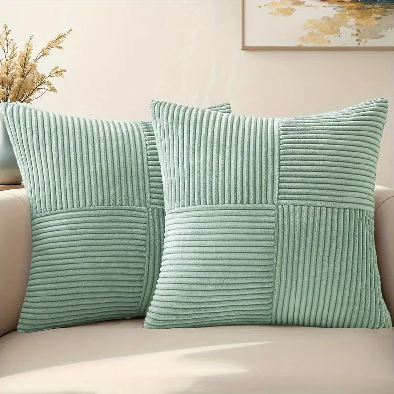 Cordellea — Soft Corduroy Throw Pillow Covers Set with Modern Boho Grid