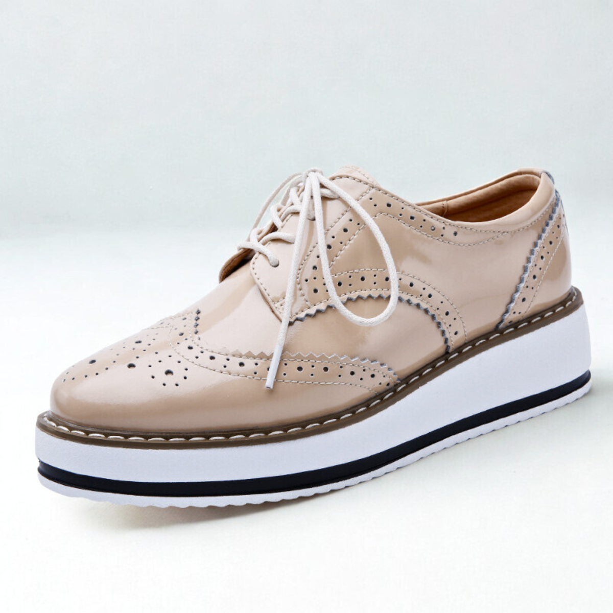 Avalen Platform Oxfords — Glossy Patent Leather Shoes with Chunky Sole