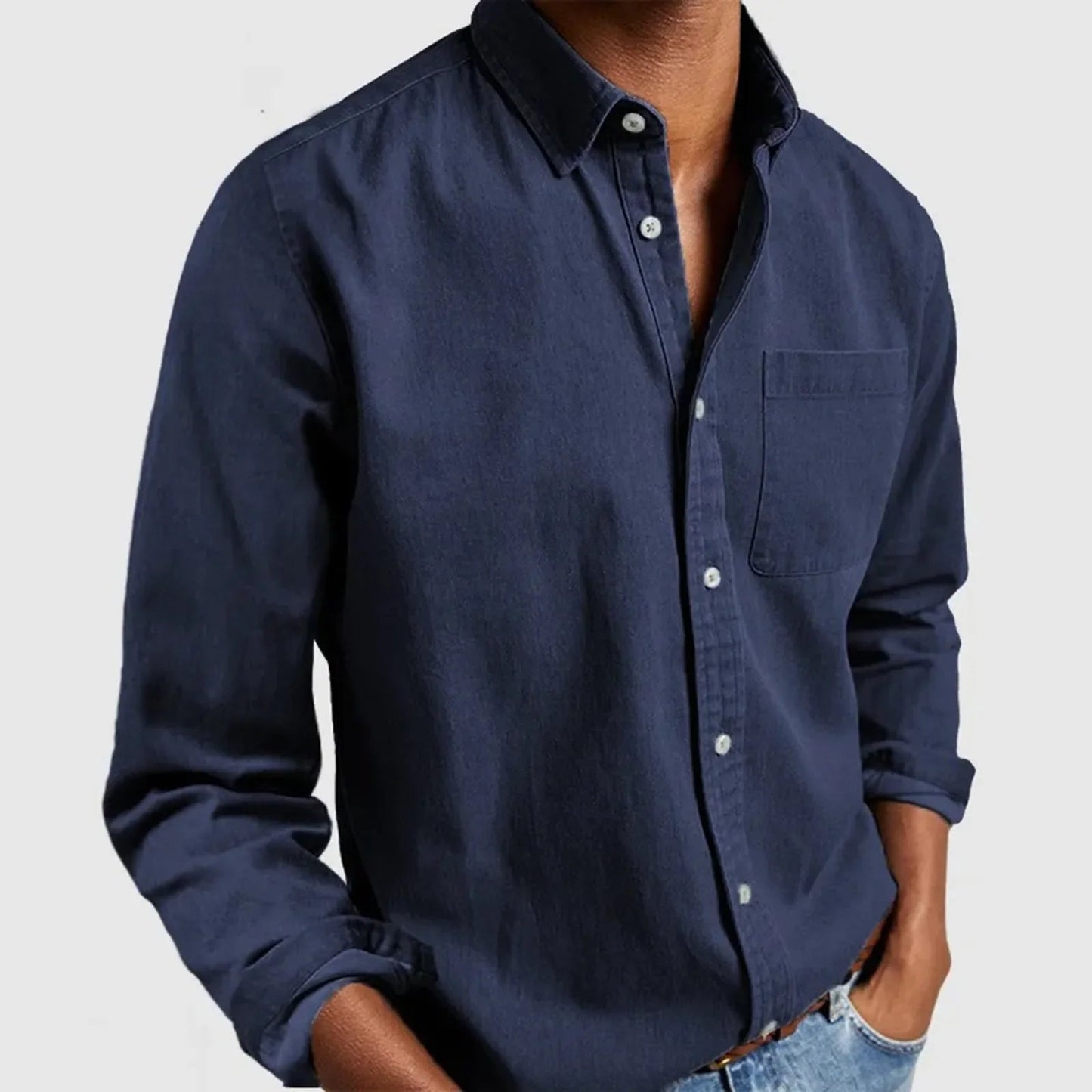 Orven Textured Button-Up Shirt — Tailored Cotton Shirt with Soft Brushed Finish