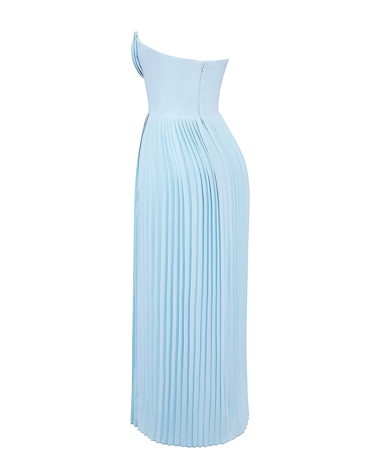 Erisca — Ocean Blue Pleated Maxi Dress with Structured Bodice