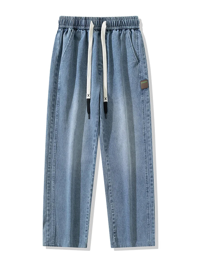 Emryn Wide-Leg Denim Pants — Relaxed Fit with Adjustable Drawstring Waist