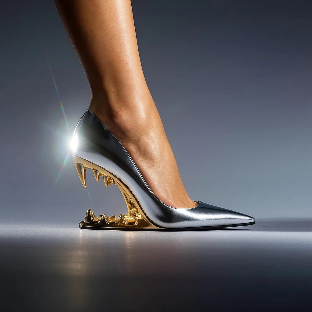 Mavren — Women's Wolf Fang Sculpted Heel Pumps with Cushioned Insole