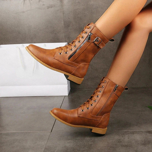 Renley — Durable Leather Lace-Up Boots with All-Terrain Sole