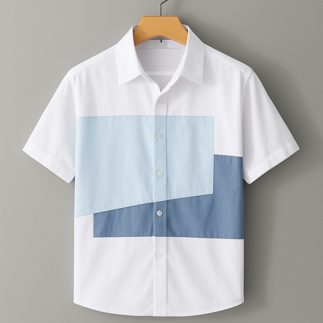 Sterlinis — Men’s Cotton Colorblock Shirt with Tailored Fit
