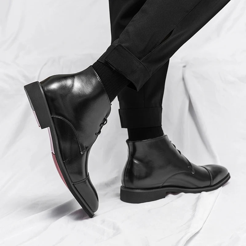 Marlowe — Men’s Polished Cap-Toe Dress Boots with Cushioned Comfort