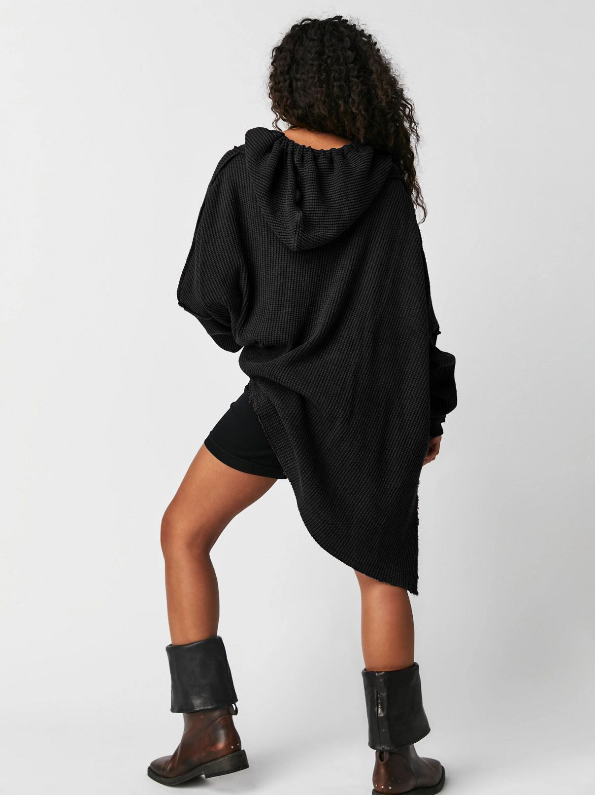 Soarion Waffle Hoodie — Oversized Soft Knit Pullover with Adjustable Hood