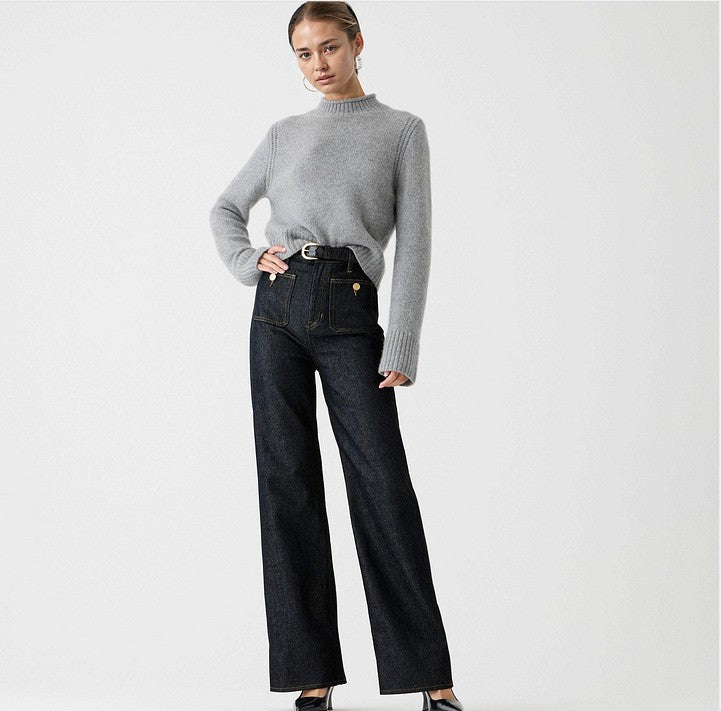 Liora Jeans — High-Waist Loose Denim Trousers with Stretch Fabric