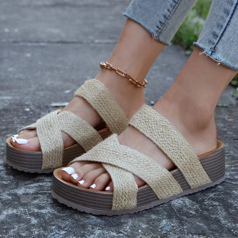 Norla — Braided Cork Platform Sandals with Cushioned Support