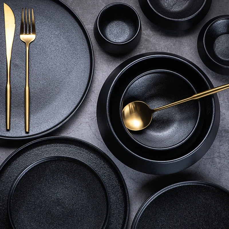 Selari — Minimalist 9-Piece Stoneware Dining Set with Matte Finish