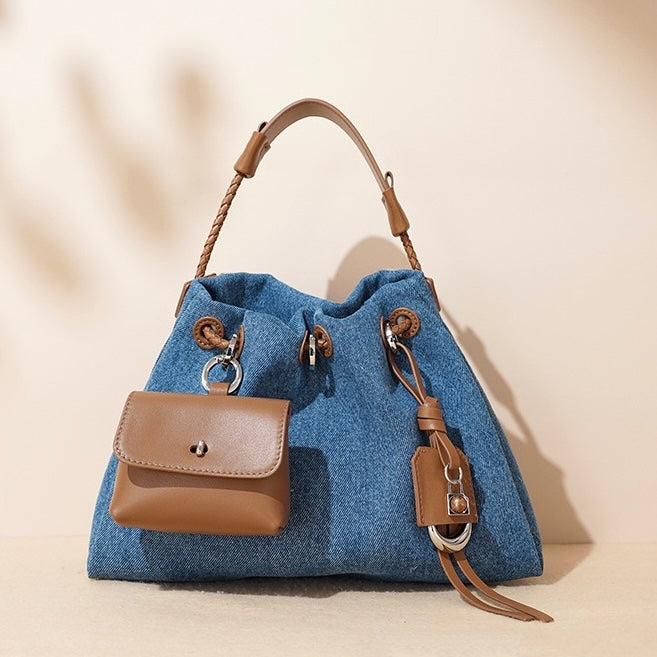 Arlenis — Women’s Genuine Leather and Denim Patchwork Hobo Bag