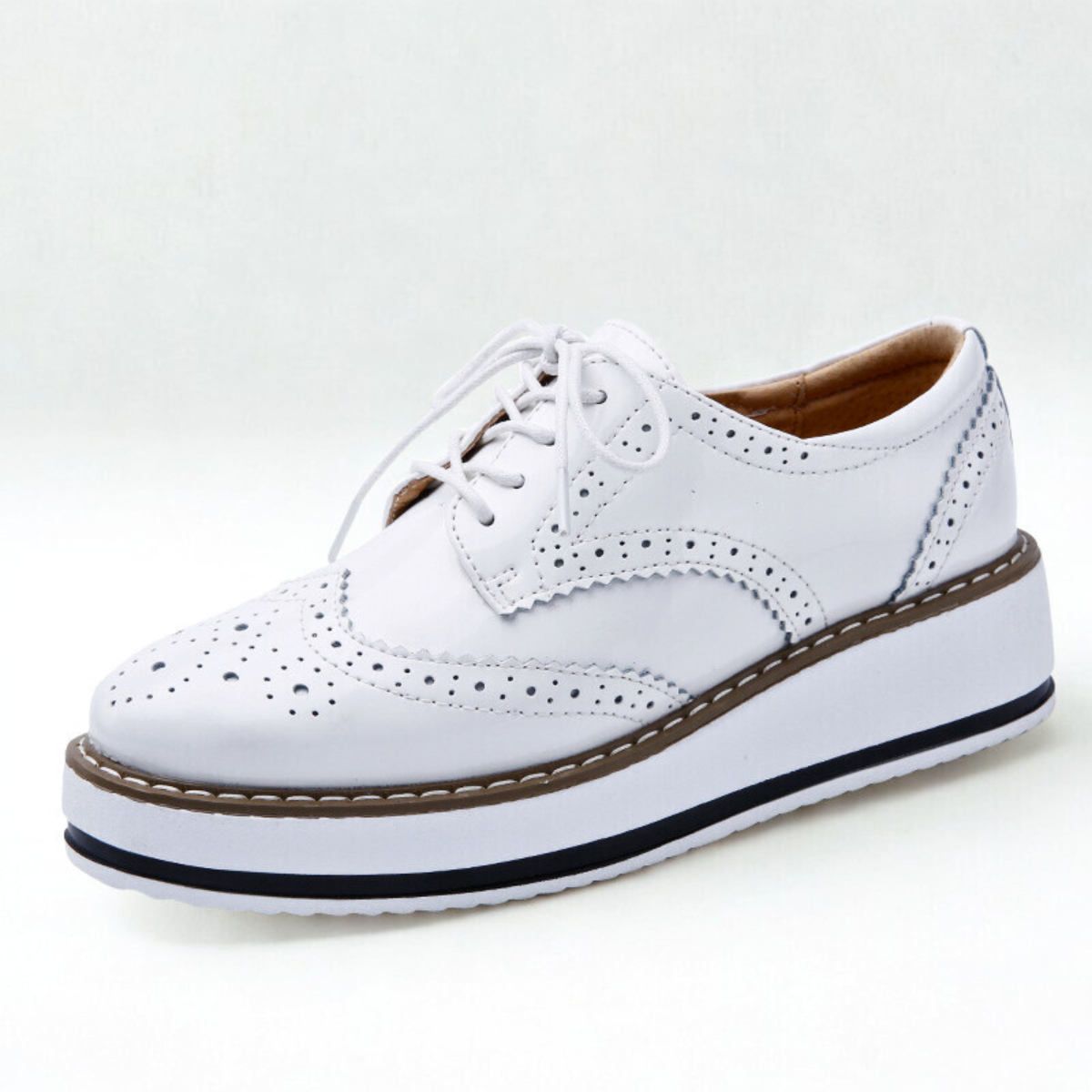 Avalen Platform Oxfords — Glossy Patent Leather Shoes with Chunky Sole