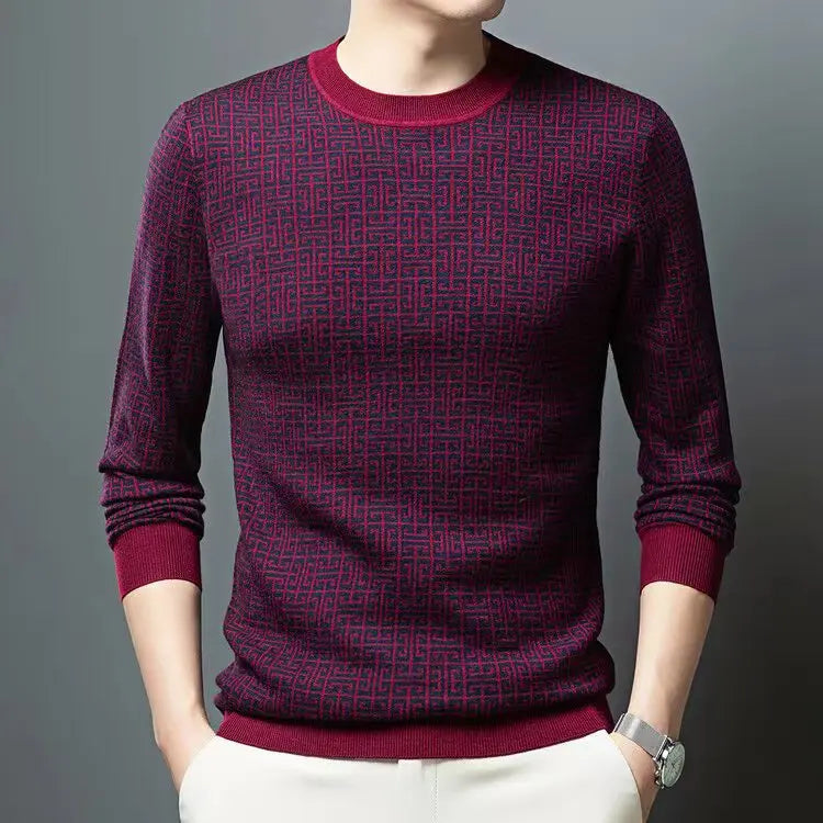 Blakeon — Men's Modern Maze Pattern Knit Sweater with Tailored Fit