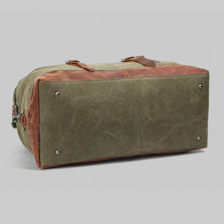 Soren — Durable Waxed Canvas Travel Duffle Bag with Leather Accents
