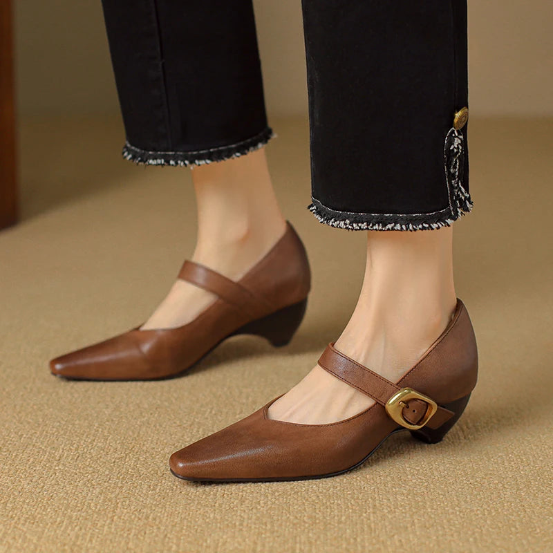 Liora — Genuine Leather Mary Jane Pumps with Cushioned Comfort