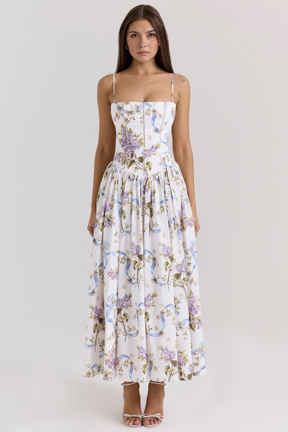 Norla — Cotton Midi Sundress with Vintage Rose Print
