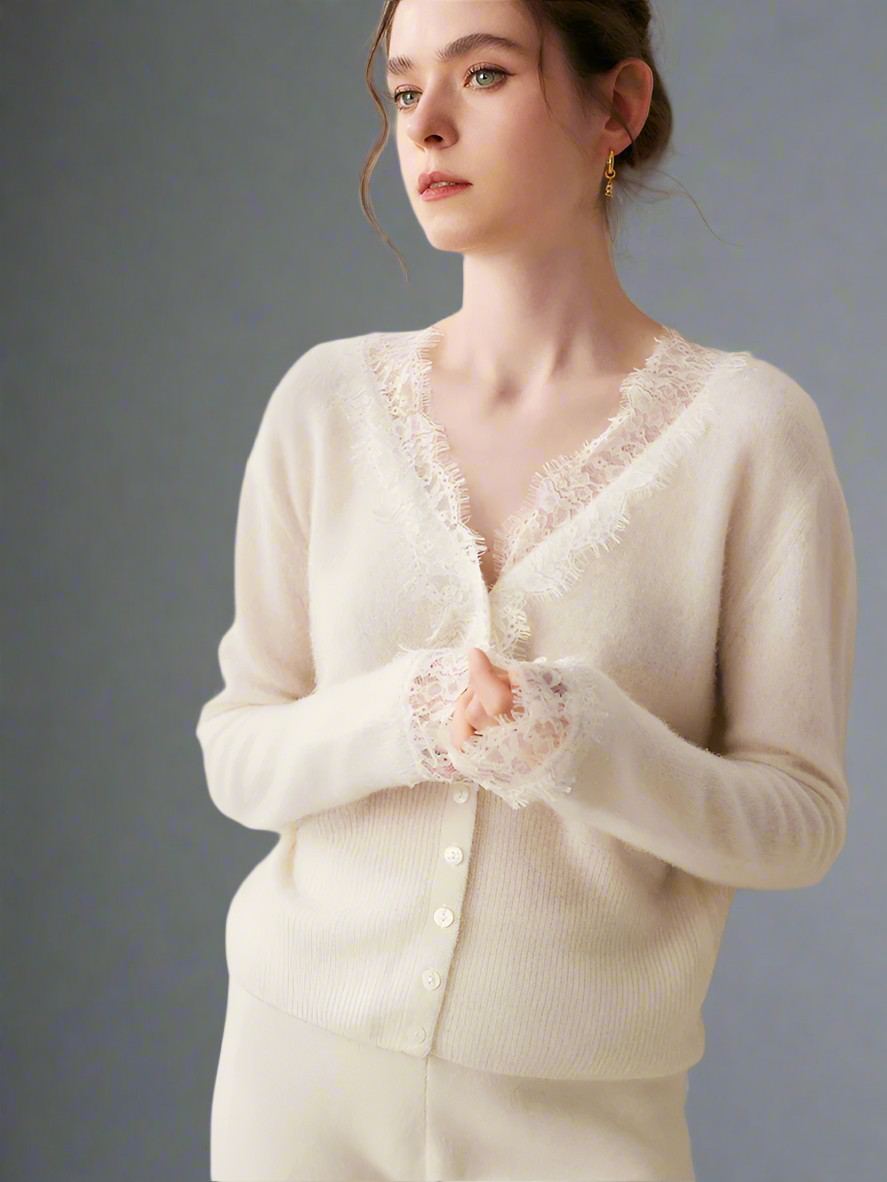 Sorrelis — Women's Cashmere Lace Cardigan for Layering