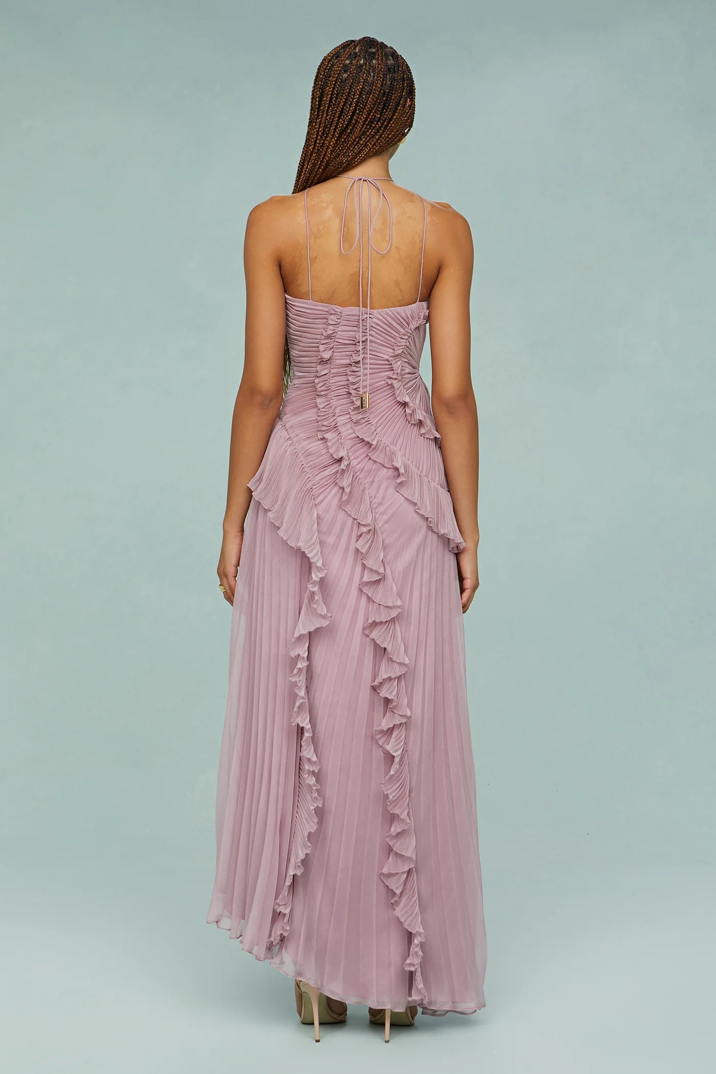 Zurvix – Sculpted pleats – One-shoulder midi dress