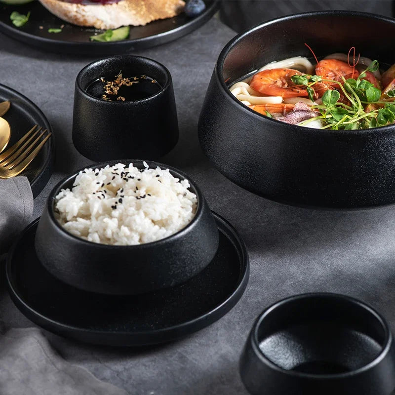 Selari — Minimalist 9-Piece Stoneware Dining Set with Matte Finish