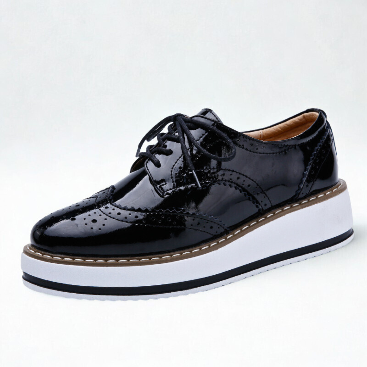 Avalen Platform Oxfords — Glossy Patent Leather Shoes with Chunky Sole