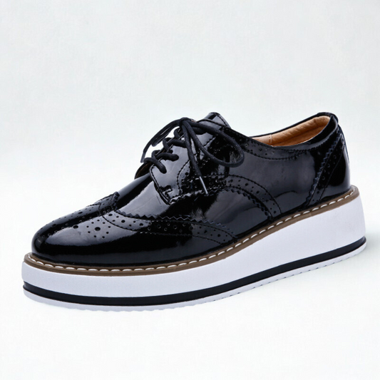 Avalen Platform Oxfords — Glossy Patent Leather Shoes with Chunky Sole
