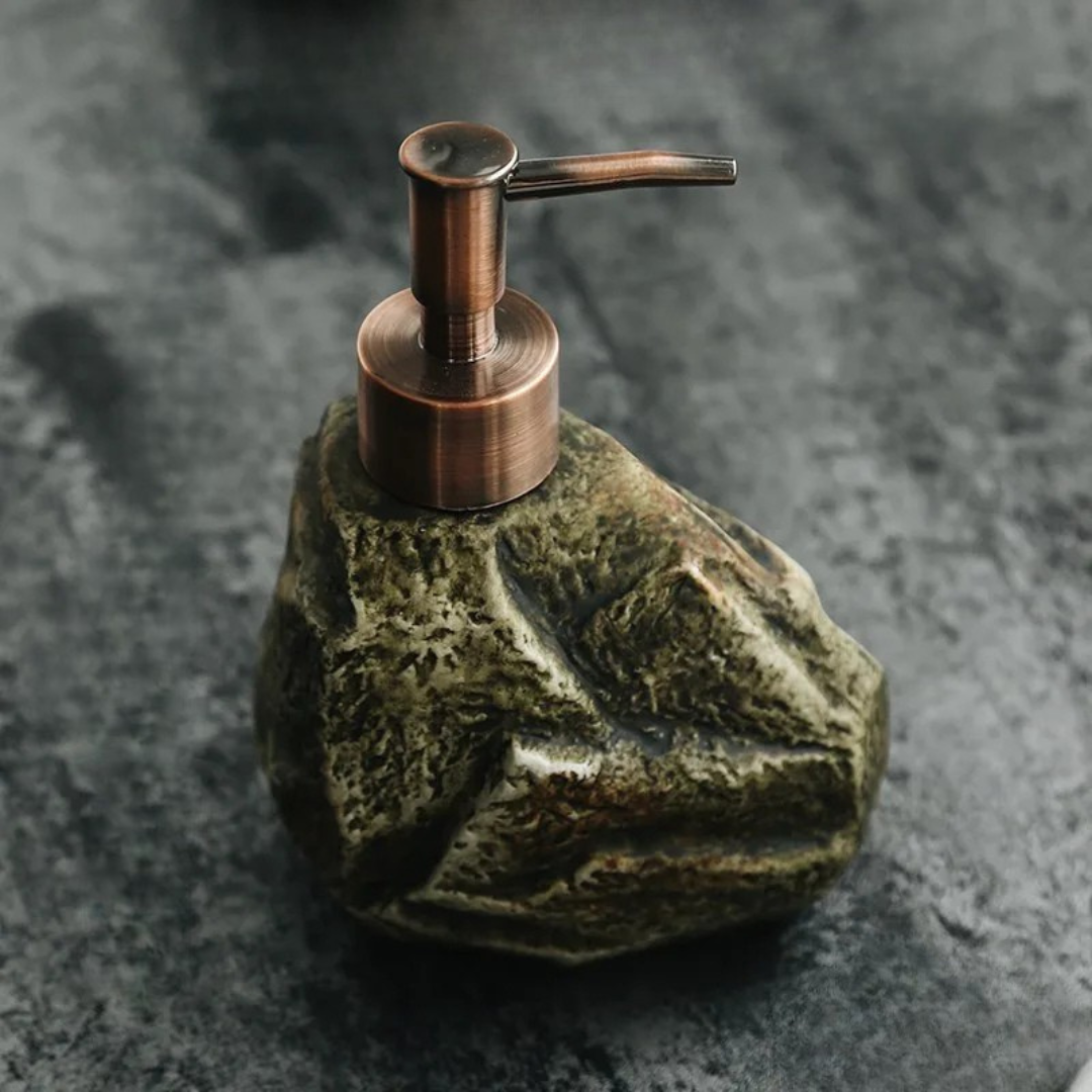 Kairo Stone Dispenser — Volcanic-Inspired Ceramic Soap Pump with Slip-Resistant Base